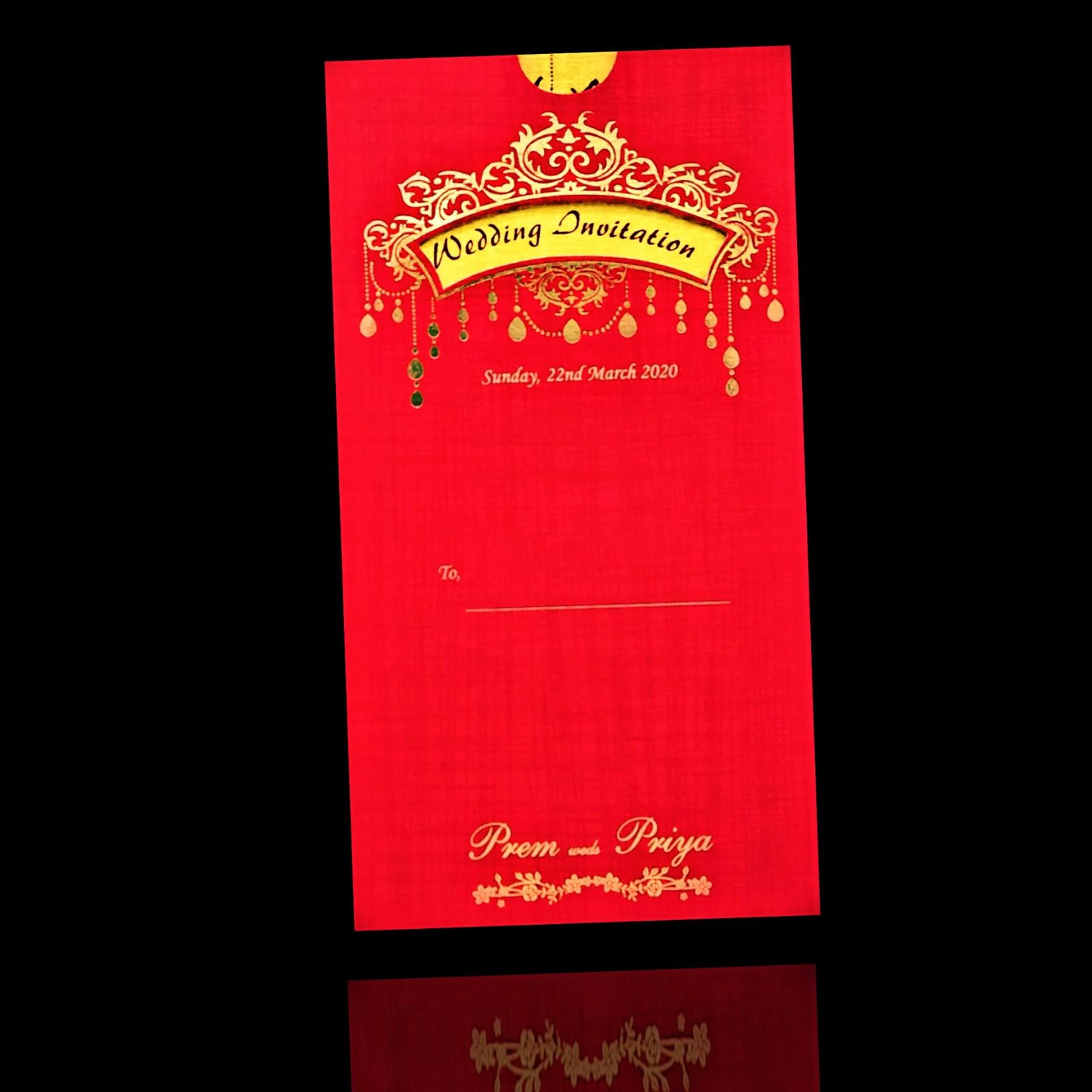 Beautiful Blue Shading With Single Sheet Invitation Card-KNS025RG-2