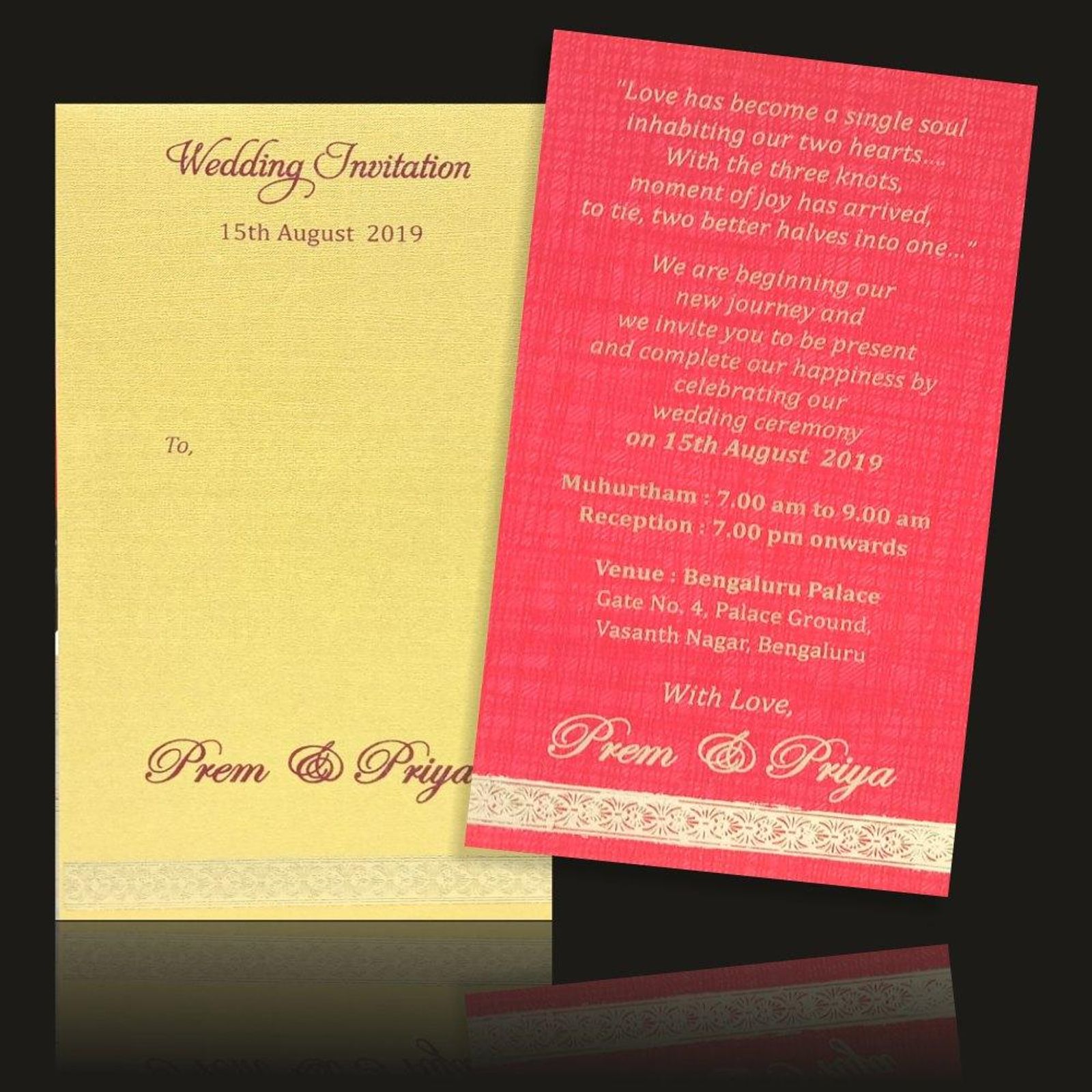 Bright Red Shading Single Sheet Personal Wedding Card-KNS9001R-4