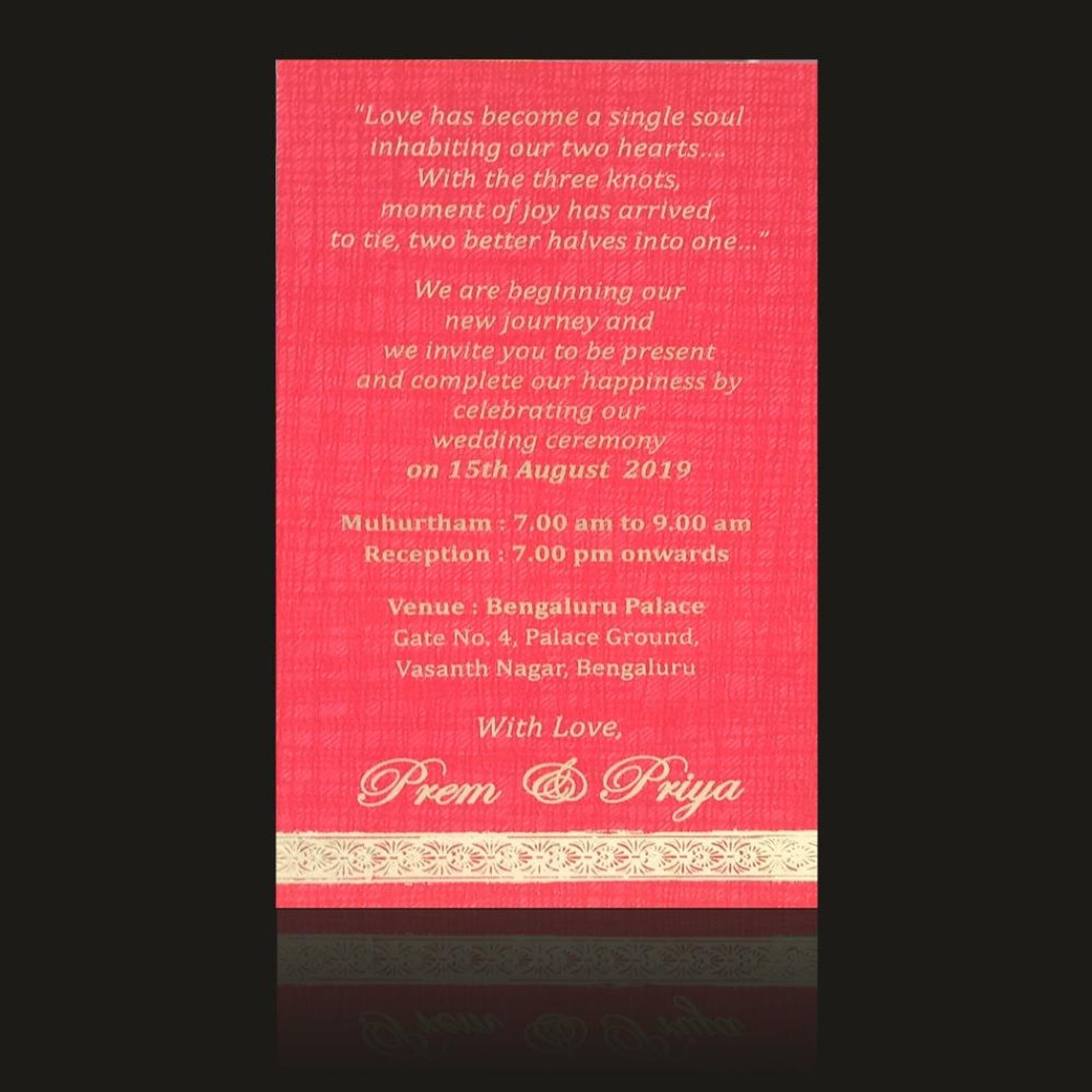 Bright Red Shading Single Sheet Personal Wedding Card-KNS9001R-2