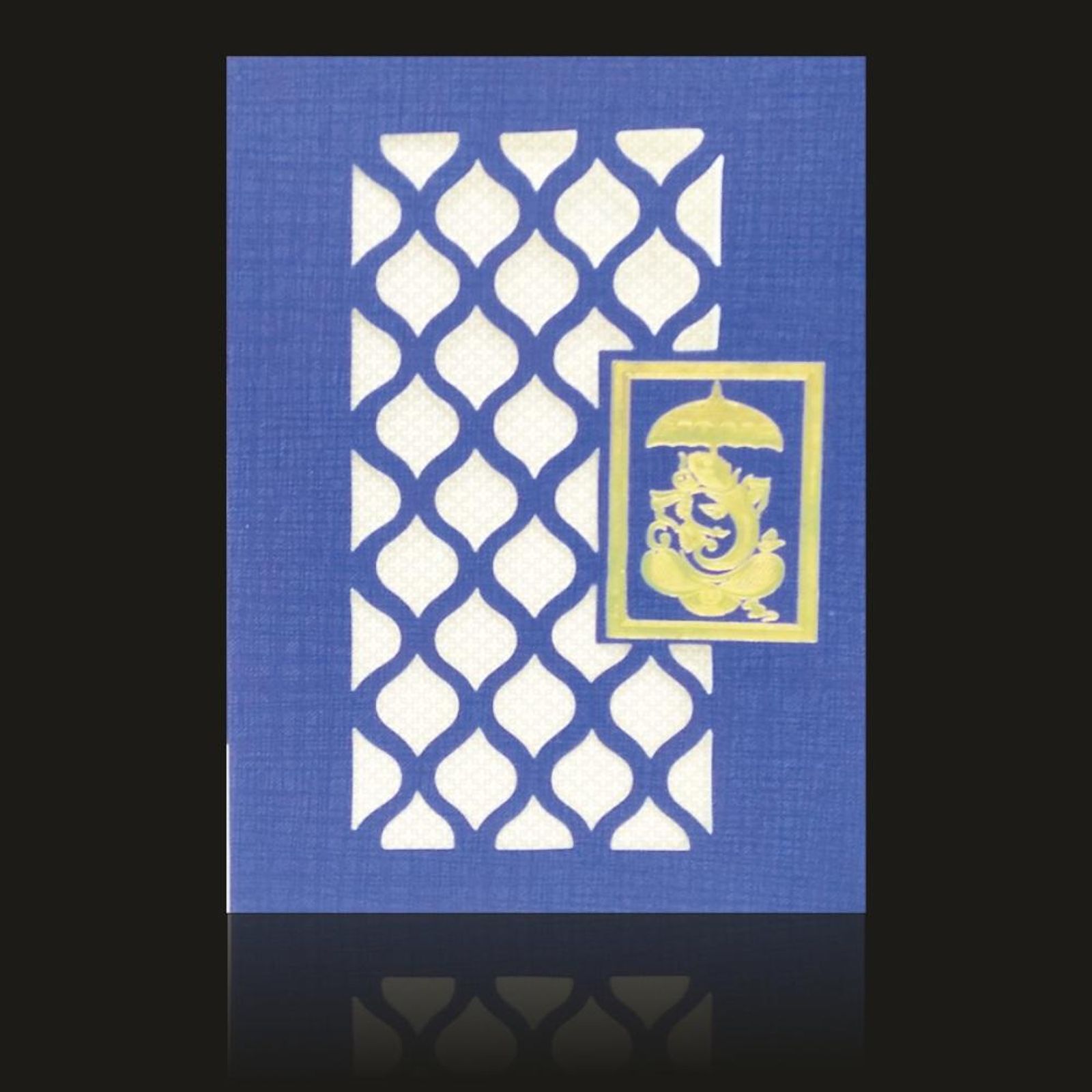 Bright Blue Shading With Ganesha Theme Wedding Card-KPPM659B-2