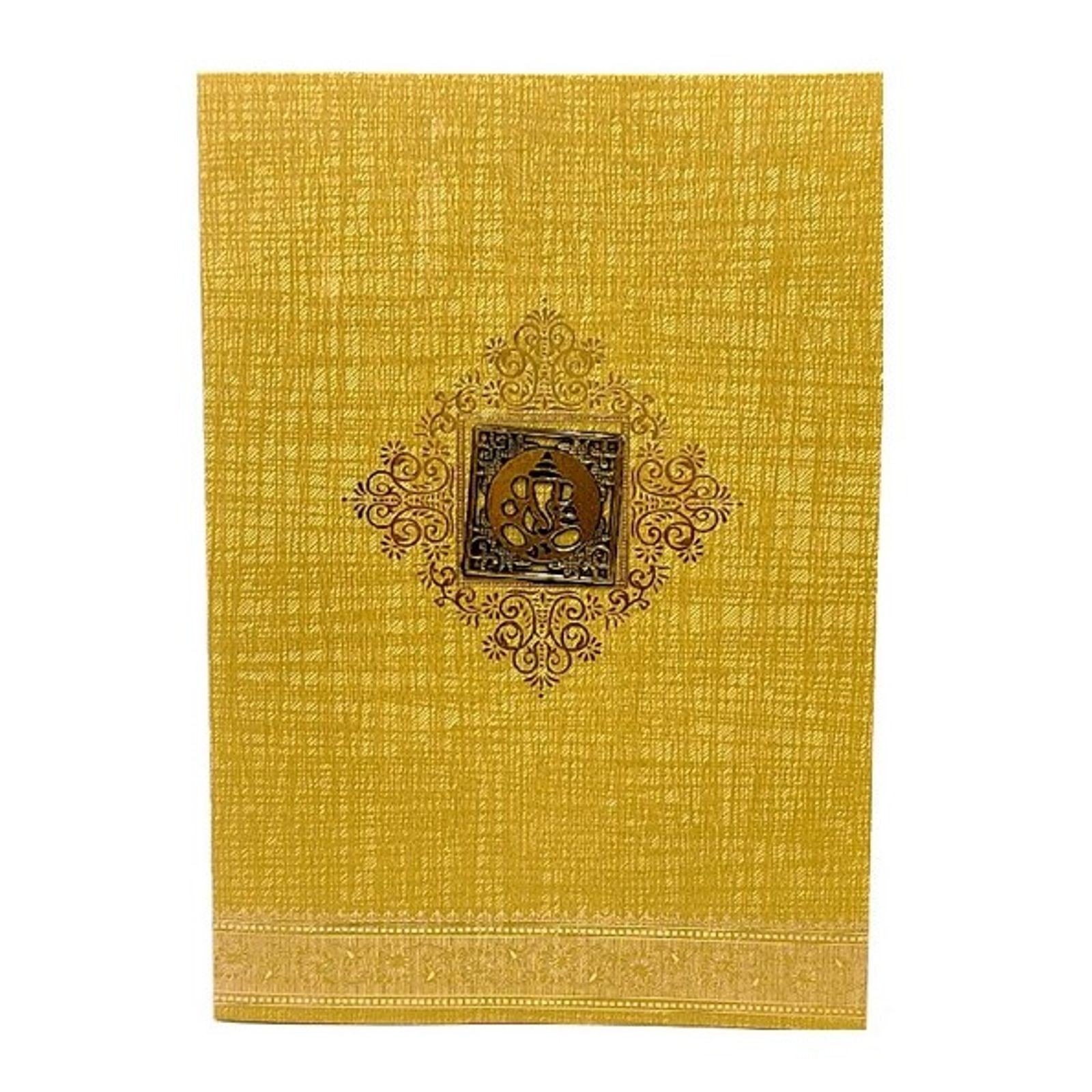 Alluring Blue Shading With Gold foiling Floral Theme Wedding Card-KNCM15BG-1