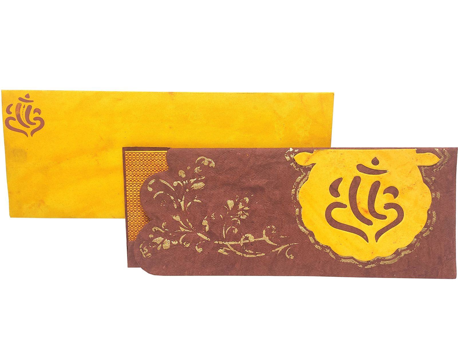 Invitation Card - Yellow and Maroon divine Ganesha Invitation Card-KNK2693-3